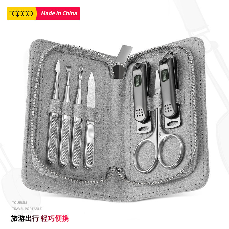 Topgo Stainless Steel National Deco Manicure Nail Knife Set Group Home Male Lady Special Beauty Foot Chia Clamp Tool Portable