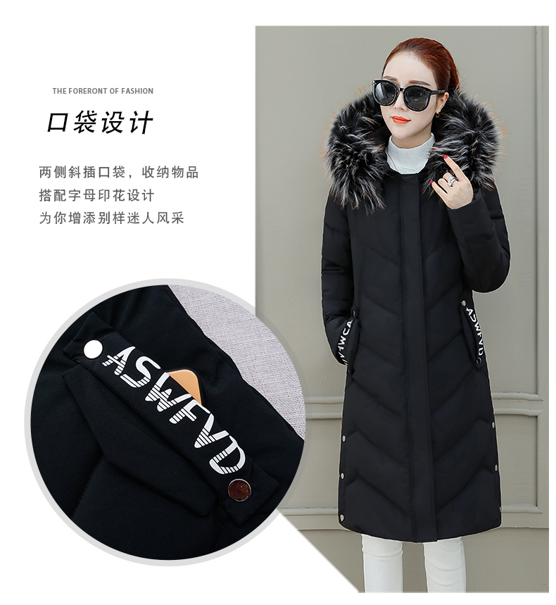 Áo cotton nữ dài 2018 mùa đông mới Áo khoác cotton thời trang Hàn Quốc Dongdaemun xuống bông thấm qua áo choàng đầu gối - Bông áo phao nữ dáng ngắn hàn quốc