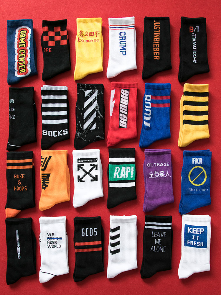 Socks Chaoters Male streets Ins skateboard mid-cylinder Chains Long Sox Summer long drum Basketball Sox High Help Motion summer high cylinder-Taobao