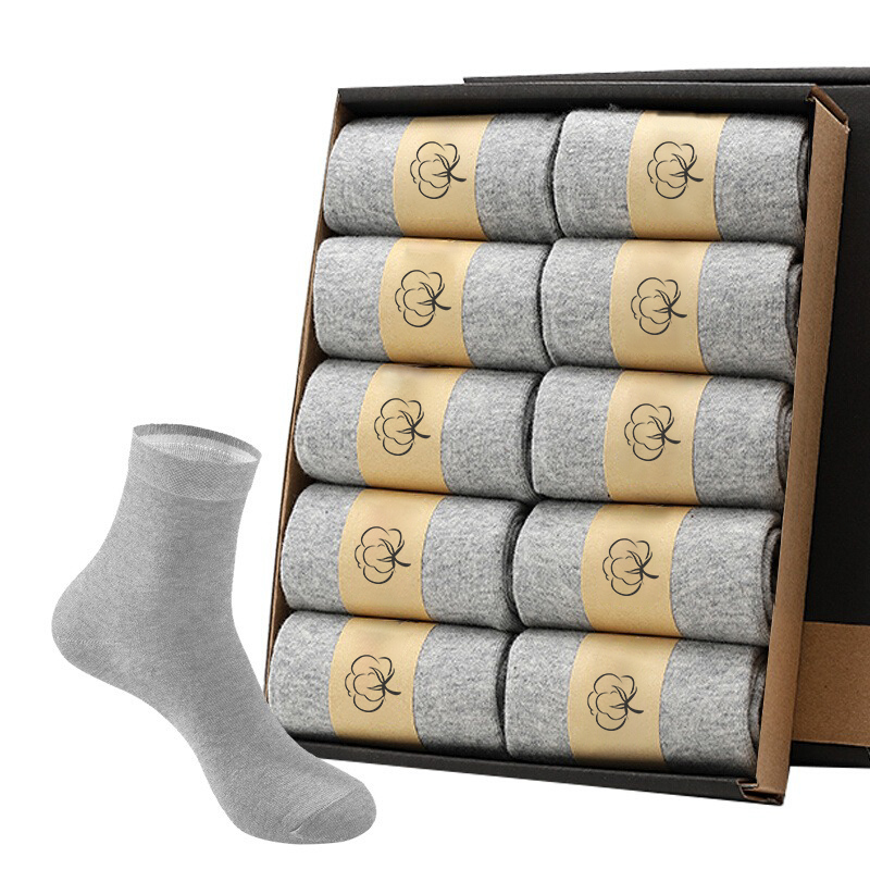 Gray Socks for Women, Autumn and Winter Pure Cotton Yarn, Anti-Odor, Sweat-Absorbent, Sports Winter Short Socks, Mid-Calf Socks, Women's Boat Socks