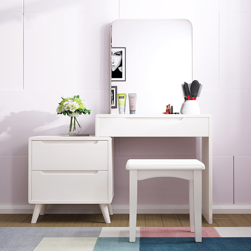 Dresser white bedroom modern minimalist bed head cabinet dresser integrated push-pull solid wood Nordic 2021 new 