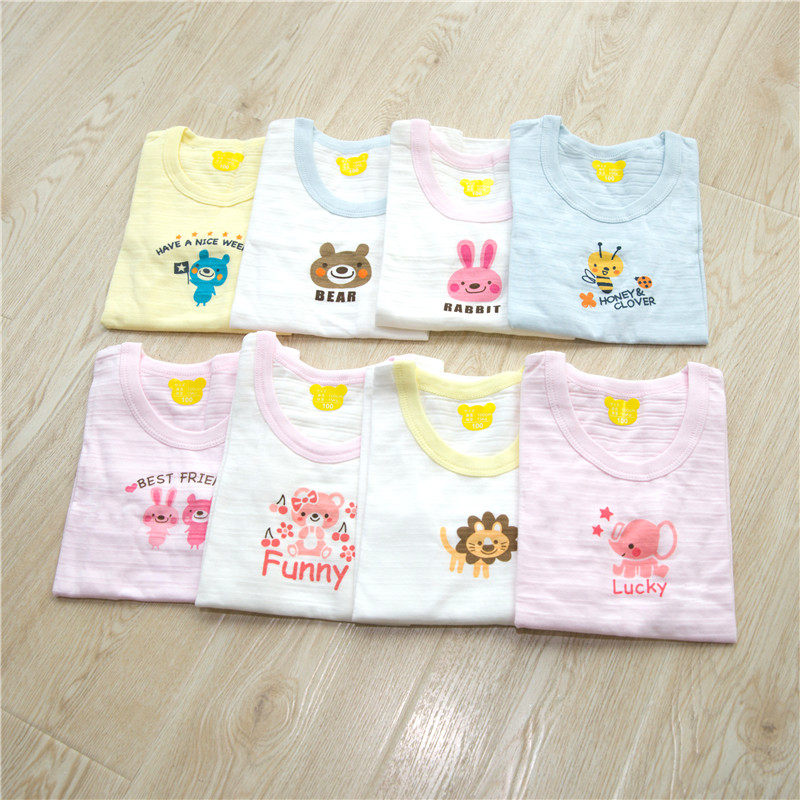 Pure cotton children long sleeves T-shirt blouses air conditioning cardiovert no fluorescent home clothes children long sleeve underwear pyjamas