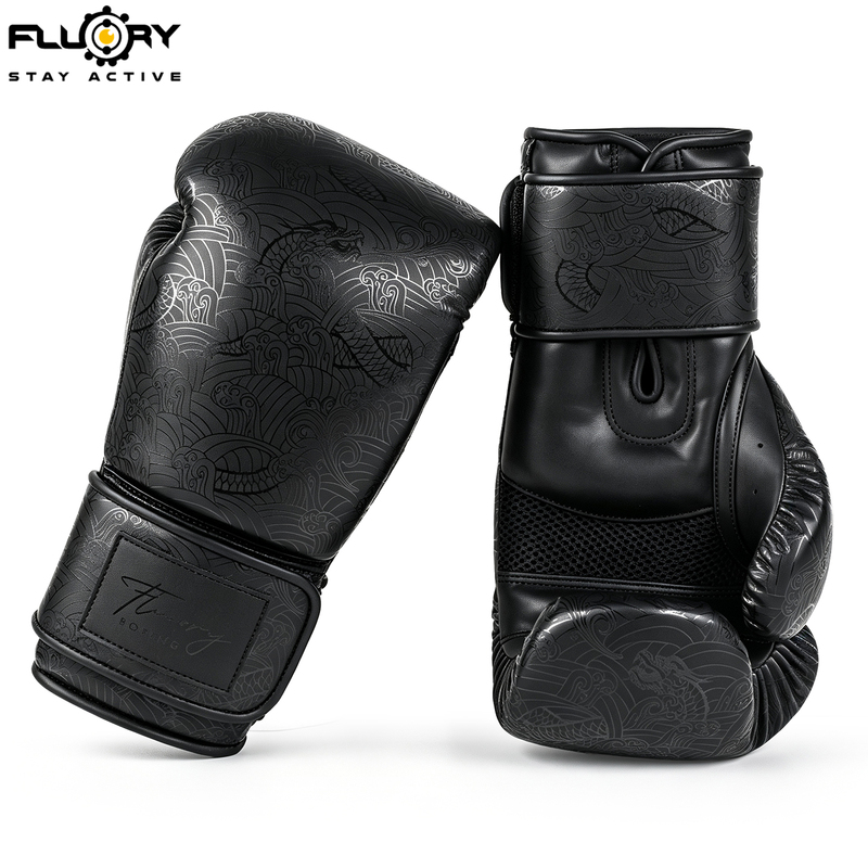 Fluory National Trend Dragon Pattern Boxing Gloves for Men and Women, Professional Training, Target Fighting, Free Fighting, Wear-Resistant Leather Gloves Fluory National Trend Dragon Pattern Boxing Gloves for Men and Women, Professional Training, Target Fighting, Free Fighting, Wear-Resistant Leather Gloves