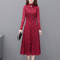 Long sleeve dress summer thin 2020 Autumn New temperament hollow waist noble lady foreign style high-end long skirt