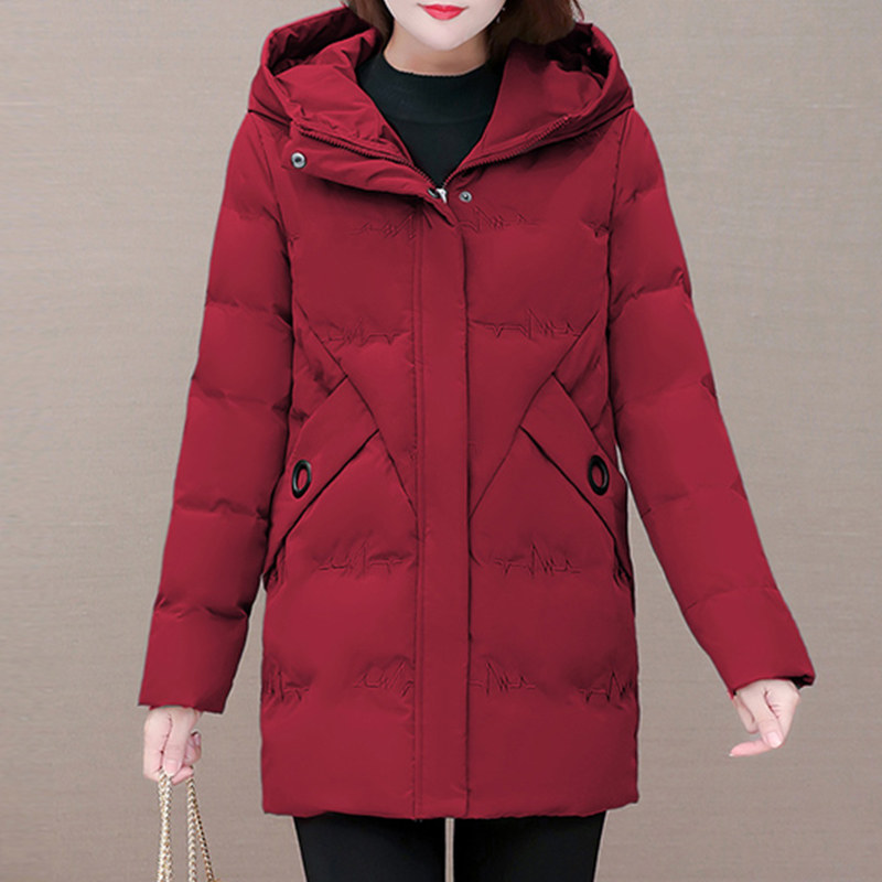 Down jacket women hooded 2020 winter new fashion thickened wild loose Korean version of middle-aged mother white duck down jacket