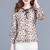 Womens chiffon shirt 2021 Spring and Autumn new fashion temperament high grade very fairy print base shirt shirt top