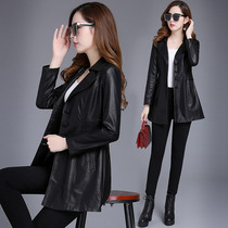 Leather women 2020 new fashion casual middle-aged mother dress Korean slim slim slim Joker jacket tide coat