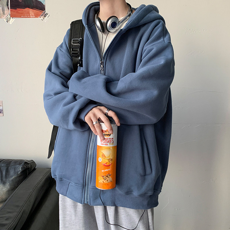 pureピュア sweater men's spring and autumn all-match hooded cardigan jacket hiphop trendy brand ruffian handsome fried street clothes