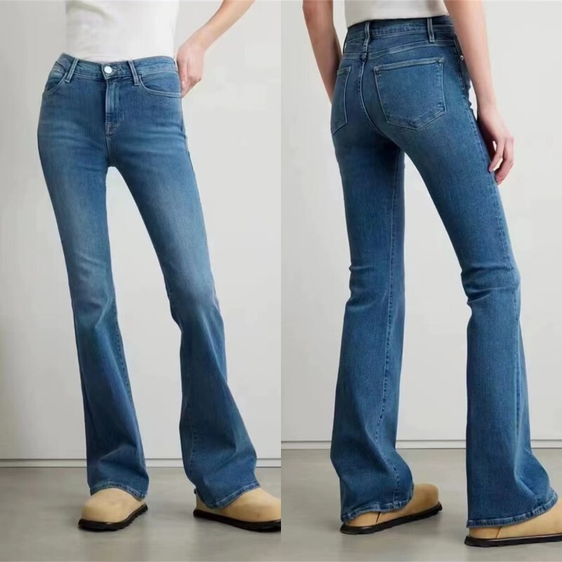 Purchase from the Usa: Frame Denim Vintage Washed Slim-Fit High-Waisted Stretchy Flared Jeans That Make You Look Taller and Longer-Legged