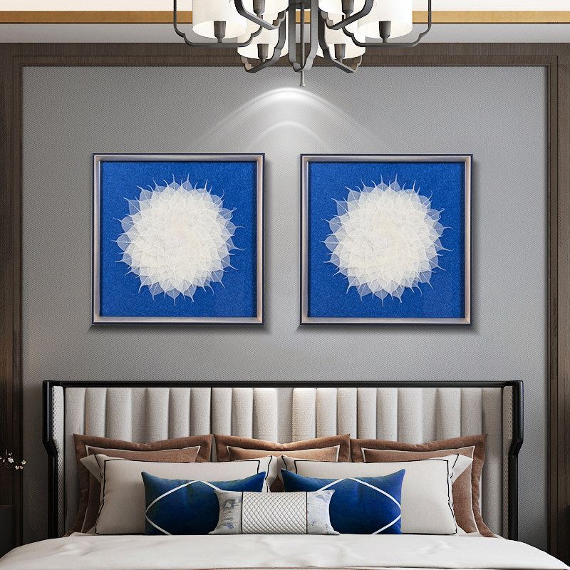 Modern light luxury living room bodhi leaf background wall painting new Chinese style porch mural villa hotel home decoration painting