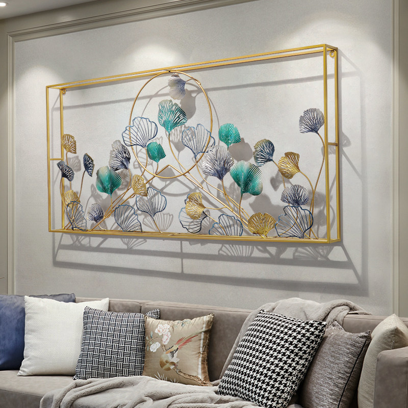 Light Extravagant Gingko Iron Art Wall Accessories Eurostyle Living Room Home Metal Wall-mounted Creative Fashion Decorative Solid Wall Decoration