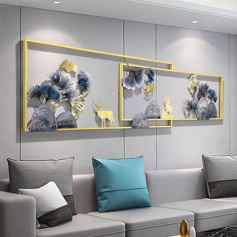 Wall Decoration Wall Decoration Creative Solid Gingko Iron Art Wall-mounted New Chinese Living Room Sofa Background Wall Metal Wall Decoration