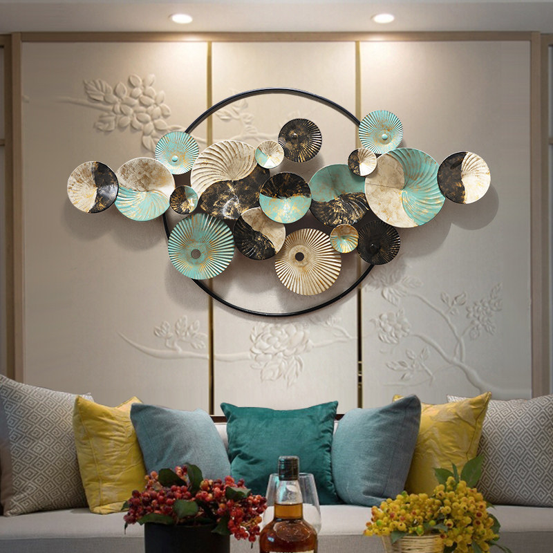 New Chinese style wrought iron wall hanging wall decoration living room background wall decoration pendant bedroom home accessories three-dimensional metal wall decoration
