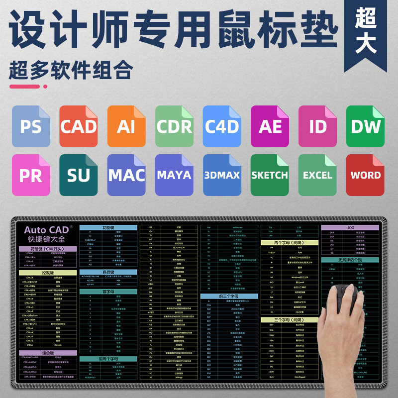 cad superrat pad office shortcuts PS thickening large 3dmax drawing function day keyboard table mat su
