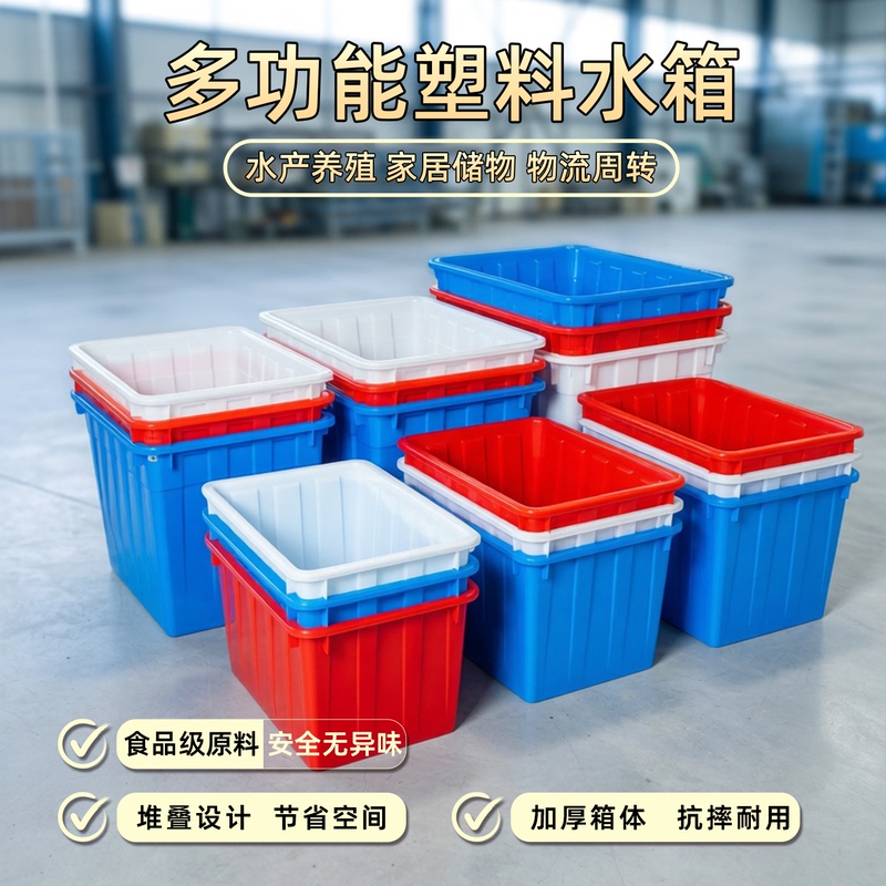 Good Shepherd Plastic Water Tank Rectangular Plastic Bucket Water Storage Box for Raising Fish and Turtles Plastic Container Aquatic Product Storage Turnover Box