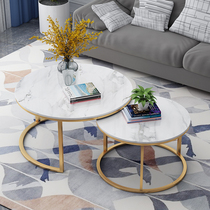 Net red small coffee table Small apartment ultra-narrow marble round coffee table Flower few bay windows small coffee table gold creative multi-function