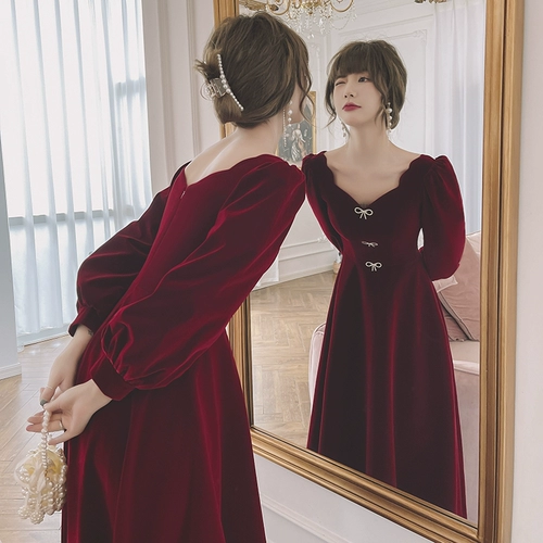 Вечернее платье, свадебное платье, бархатный лонгслив, изысканный стиль