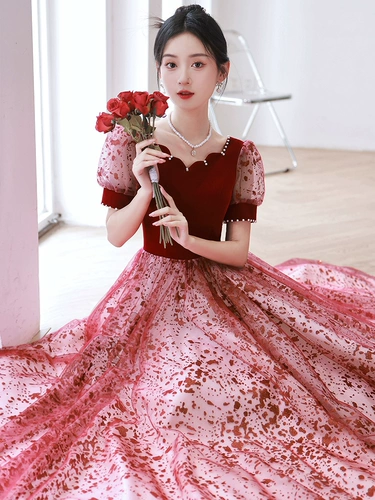 Вечернее платье, бордовое свадебное платье для принцессы