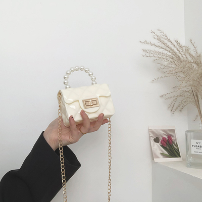 迷你夏小包包2021新款潮时尚珍珠链条小方包百搭果冻单肩斜挎包
