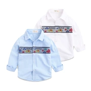 Áo sơ mi nam hàn quốc 2018 cotton mới in hình áo sơ mi voi trẻ em mùa xuân và mùa thu