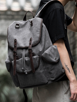 ANTA Large Capacity Backpack Mens Trendy Washed Canvas Bag Backpack Japanese Casual Short-distance Travel Bag University
