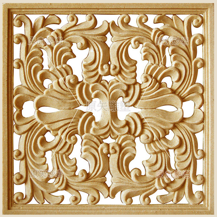 Original Vector Sandstone Sculpture Fresco Villa Exterior Wall Decorated Sandstone Reliefs Hotel Clubhouse Hollowed-out Engraving Flower Board