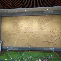 Outdoor sandstone relief plate customised antique historical and cultural promenade embossed wall GRP sculptures Upper river map