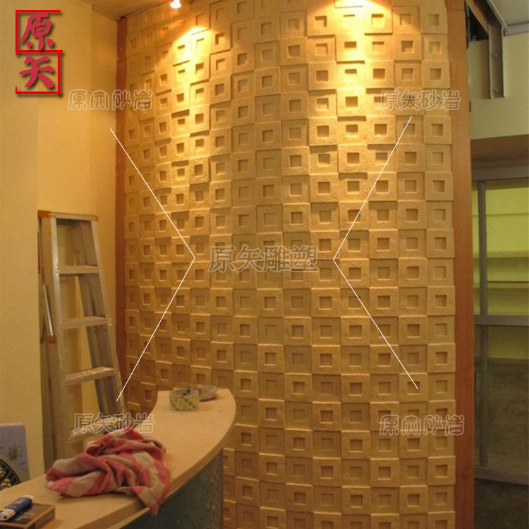 Sandstone Relief Sandstone Background Villa External Wall Decoration Carved plate resin sandstone brick KTV bar Logos wall