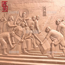 Set made sandstone embossed GRP imitation bronze Sculpture Fire Narcotics Exhibition Hall bas-reliefs Legal clean cultural background wall