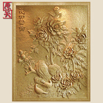 Sand Rock Reliefs Custom Chinese Style Villa Exterior Wall Decoration Sandstone Reliefs Hotel Foreground Image Wall Peony Mural