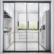 Shanghai titanium alloy moving door extremely narrow frame glass partition hanging rail triple linkage glass door sliding door customization