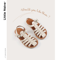 LittleNaive joint childrens leather Roman shoes children summer 2021 new girl sandals