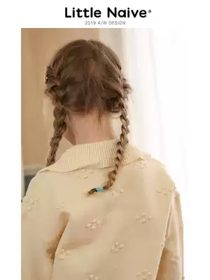 LittleNaive children's clothing girl pullover sweater spring and autumn 2021 New Red children's sweater lapel