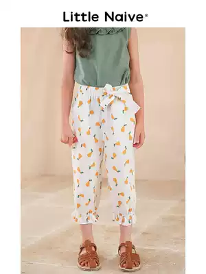 LittleNaive girls floral trousers little girl floral cotton bloomers 2021 Spring New