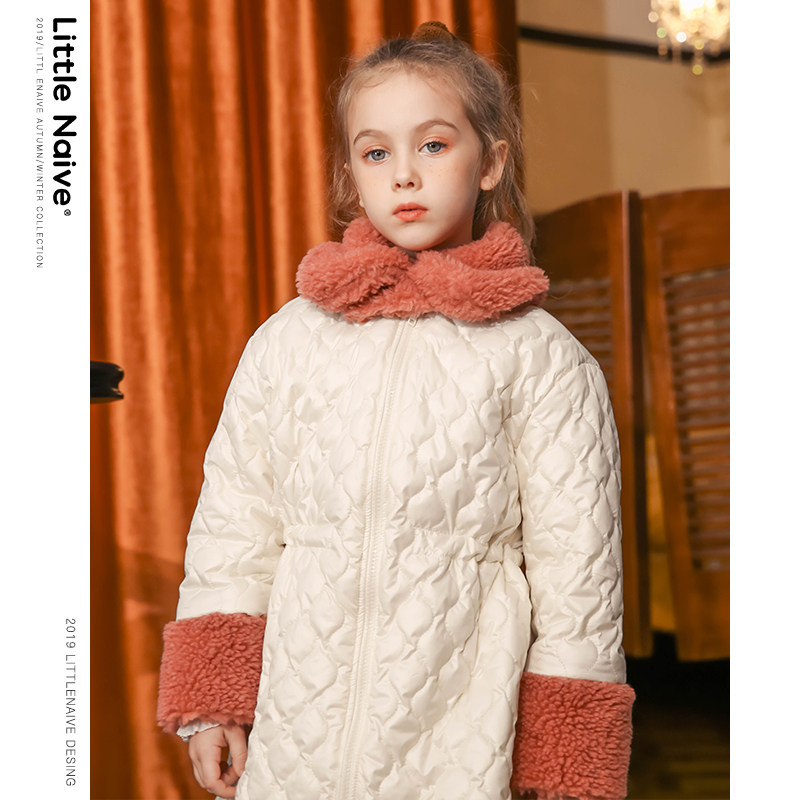 littlenaive Girls Cotton Cotton Medium and Long Edition 2022 Winter Cotton Cotton Coat Coat Coat Coat Coat Coat Coat