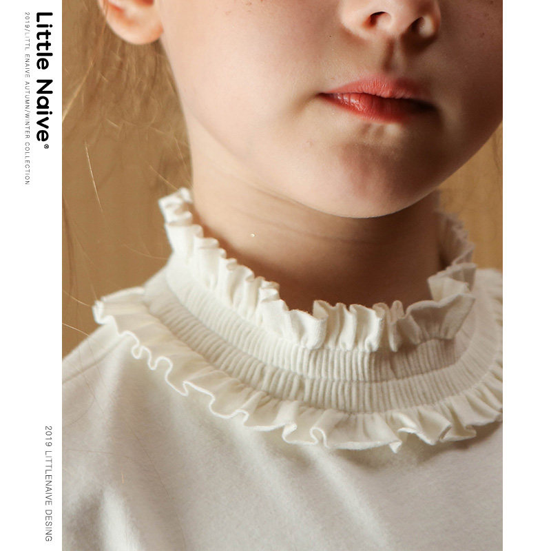 LittleNave girl hit undershirt autumn winter 2023 new half high collar long sleeve autumn foreign air hitchy sweater-Taobao