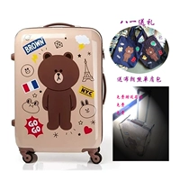 Korea Line Brown Bear Vali Vali du lịch Hàn Quốc Latch Locker Cartoon Cartoon Caster - Va li túi du lịch