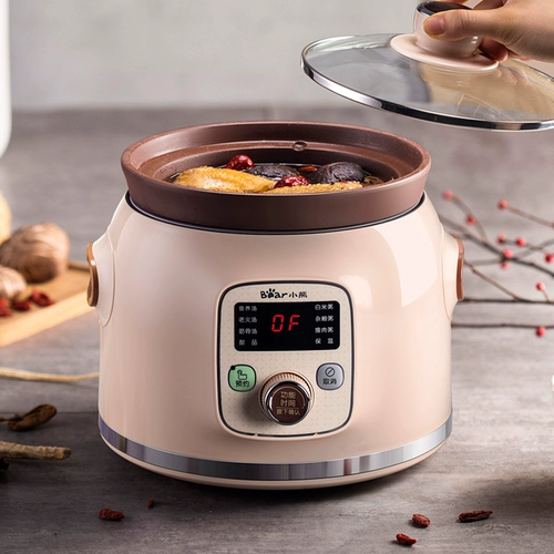 Маленький медведь электрическая повседневная фиолетовая керамика Керамическая тушеное горшок Полностью автоматический мини-суп кипящий