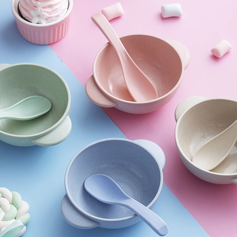 Baby Food Supplement Bowl, Infant Anti-Fall and Anti-Scald Bowl, Kindergarten Eating Bowl, Children's Restaurant Tableware, Household Bowl and Spoon Set