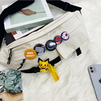 Белый (черный пояс)+значок пять -части набор+pikachu