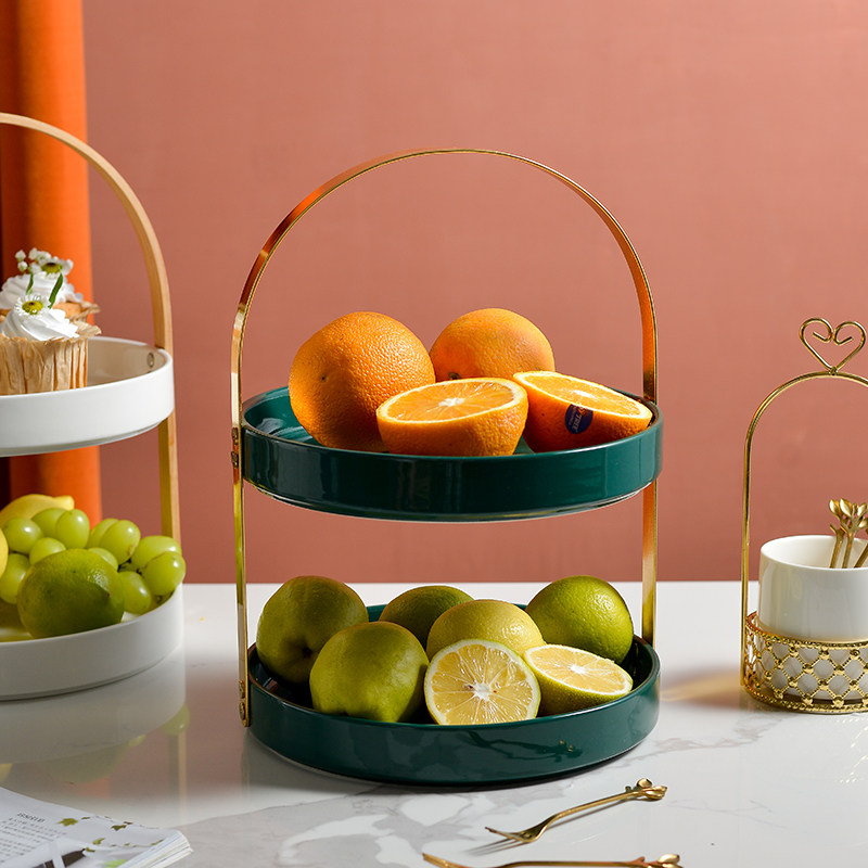 Afternoon tea double snack rack cake dessert table fruit plate Nordic ins wedding creative modern living room snack plate