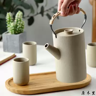 Simple cold kettle household health pottery teapot hot water boiling water high temperature cold kettle cup set with lid ceramic
