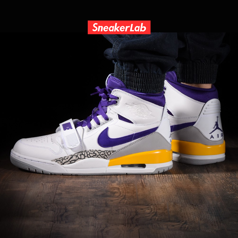Air Jordan Legacy AJ312 Lakers white yellow purple man high cylinder basket sneakers AV3922-157