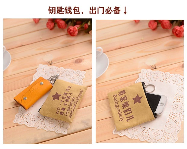 Ví vải mini sinh viên nam nữ sáng tạo đoạn ngắn túi tiền đơn giản Vải Hàn Quốc tay túi nhỏ xu