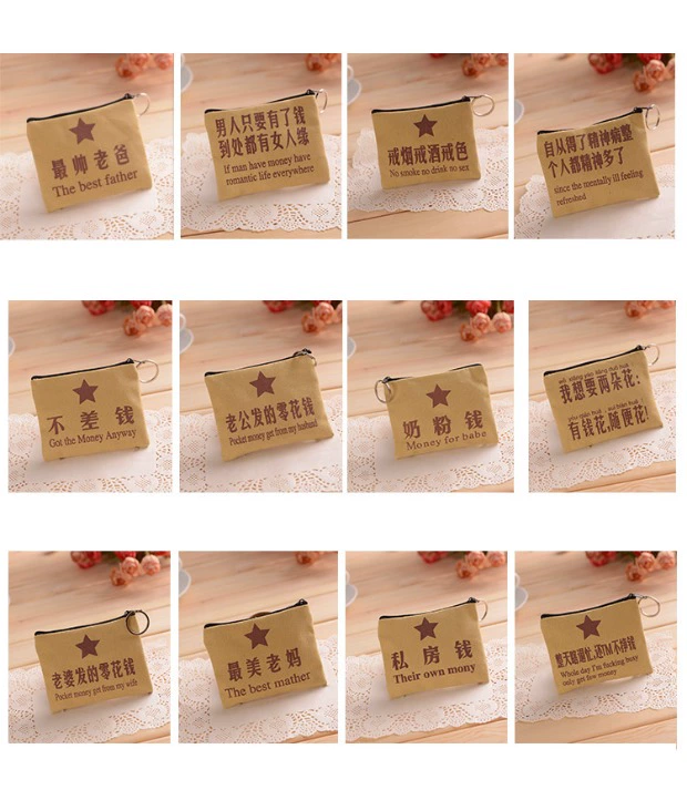 Ví vải mini sinh viên nam nữ sáng tạo đoạn ngắn túi tiền đơn giản Vải Hàn Quốc tay túi nhỏ xu