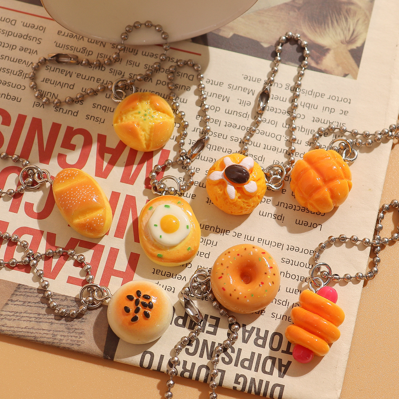 Simulated Pineapple Bun Hot Dog Bread Toy Keychain Couple Pendant Girl's Personalized Bag Pendant Creative Gift