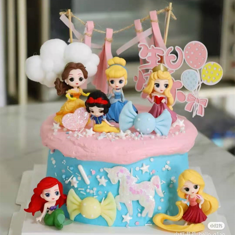 Baking decoration cake decoration Alice Mermaid Snow White Bell birthday Q version princess combination set