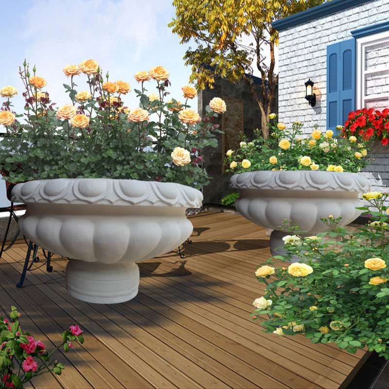 European flower basin outdoor flower pot courtyard villa sandstone glass steel cement graven cement outdoor large flower forum