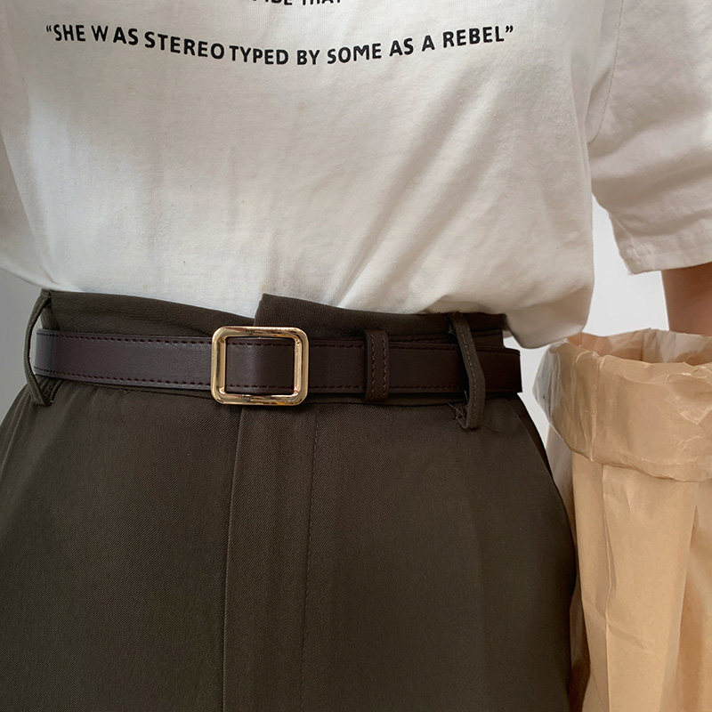 Without Hole Strap Woman 100 lap Decorative Jeans Black Fine Fashion Retro Student Inn Wind Belt Men Tide