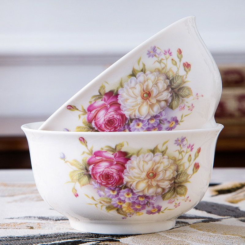 Beautiful Bowls for Eating Good-looking Household Bowls 10 Packs 4 5 Inch Rice Bowls Jingdezhen Ceramic Tableware Set